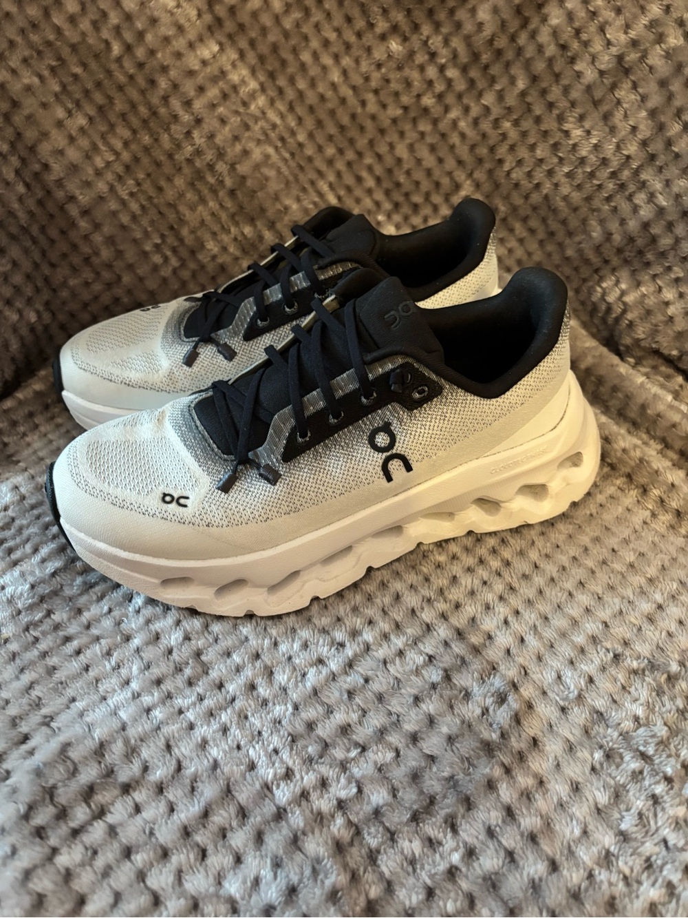 On Cloud Women's Athletic Sneakers in White and Black